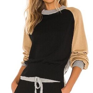 MONROW COLORBLOCK CORTON BLEND PULLOVER CREWNECK SWEATER LARGE